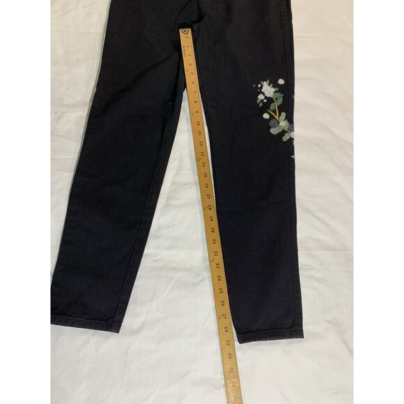 Missguided Women's Black Jeans Size 8 Floral Embroidery Cotton - Picture 8 of 12